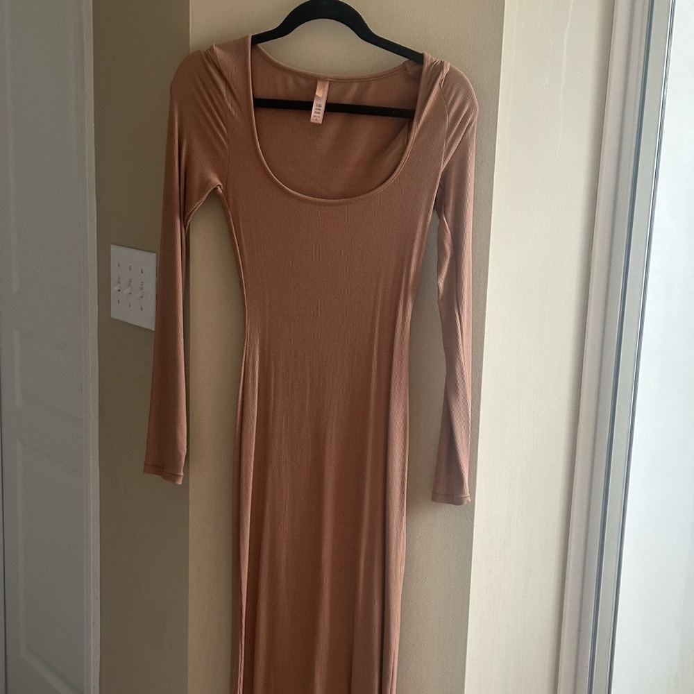 SKIMS Lounge Dress, Size Small, Color Tan, and new without tags. Never worn.